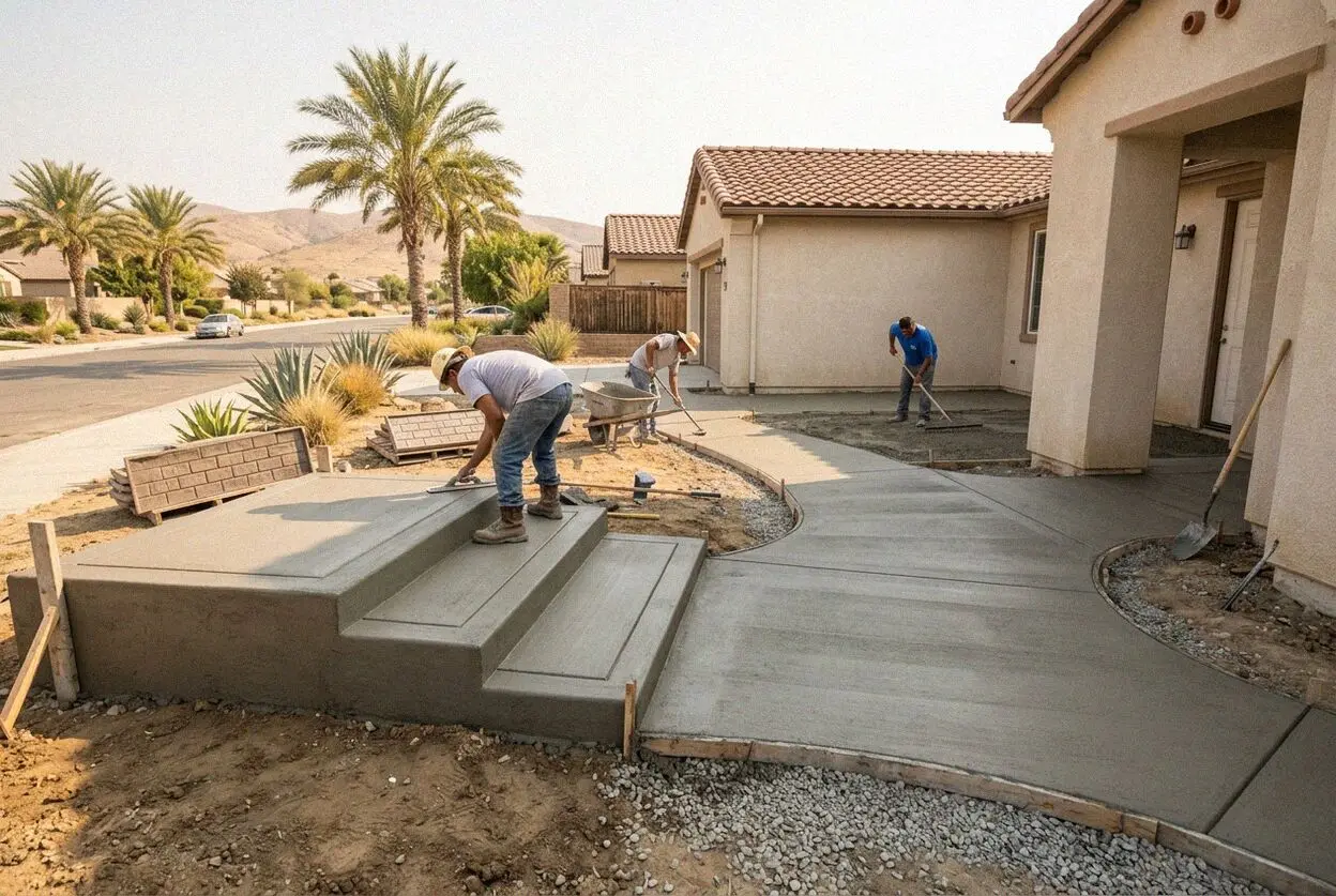 New concrete front steps at a raised bungalow porch in Ontario