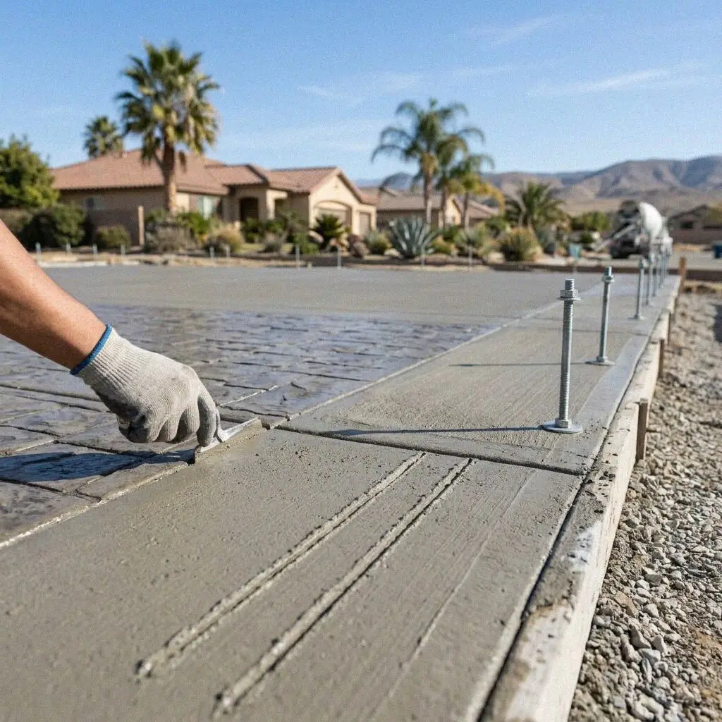 Ontario crew tying slab steel over a vapor barrier before the pour